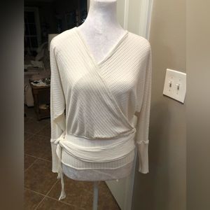 We the Free Winter White Faux Wrap Blouse Size Small